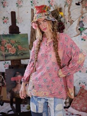 Magnolia Pearl Dusty Pink Floral Tunic Top
